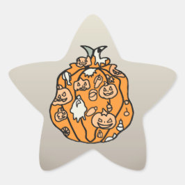 レトロなハロウィンのカボチャの仲間たちとお菓子 星シール
