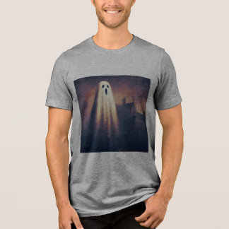 レトロなハロウィンの幽霊の絵のデザイン ヴィンテージ風 トライブレンドTシャツ