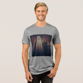 レトロなハロウィンの幽霊の絵のデザイン ヴィンテージ風 トライブレンドTシャツ (正面全面)