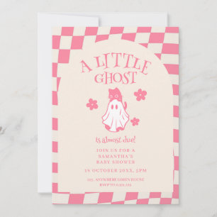 レトロなハロウィンベビーシャワーの小さなオバケ 招待状