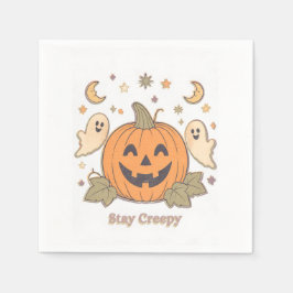 レトロなハロウィーンにステイ 怖可愛いカボチャと幽霊 スタンダードカクテルナプキン