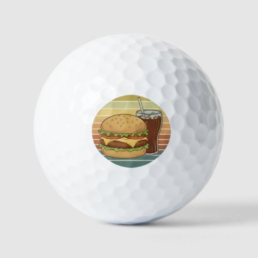 レトロなハンバーガーとコーラ ゴルフボール (正面)