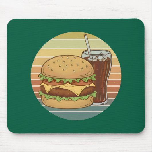 レトロなハンバーガーとコーラ マウスパッド (正面)
