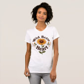 レトロなハートのひまわり 70年代の花柄 Tシャツ (正面フル)