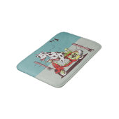 レトロなバイクに乗った牛 バスマット (アングル)