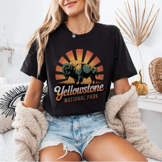 レトロなバイソン ヨセミテ国立公園 Tシャツ