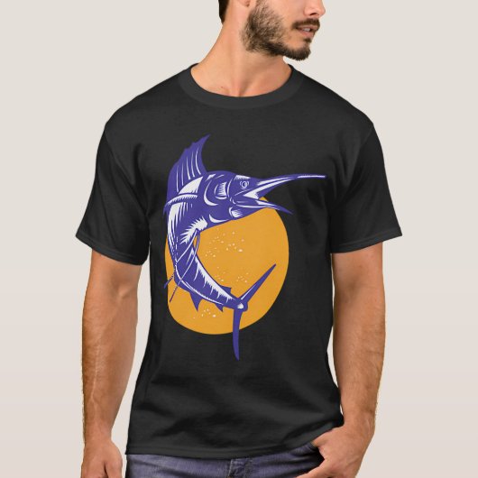レトロなバショウカジキの飛び跳ね Tシャツ (正面)
