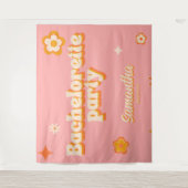 レトロなバチェロレッテパーティーの背景 グルーヴィーな70年代の楽しみ タペストリー (正面)