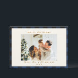 レトロなバッファロープレイドタータン柄 ネイビーブルー ブラック シーズンカード<br><div class="desc">ネイビーブルーとブラックのレトロバッファロープレイドタータン柄 ホリデーカード</div>