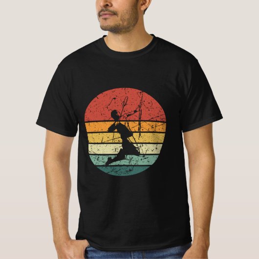 レトロなバドミントン選手 Tシャツ (正面)