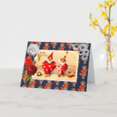 レトロなバレンタインデーの折りたたみ式グリーティングカード カード (黄色い花)