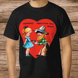 レトロなバレンタインデー、ガールフレンドとカウボーイ Tシャツ