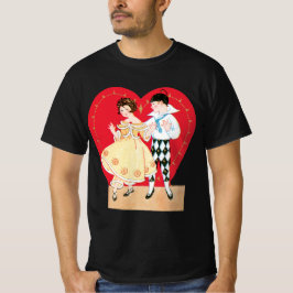レトロなバレンタインデー、ヴィンテージのアルルカンとハート Tシャツ