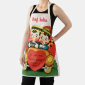 レトロなバレンタインデー ヴィンテージの少女と少年が車でデート エプロン (インサイチュ)