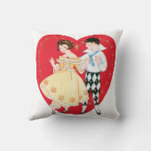 レトロなバレンタインデー ヴィンテージ ハーレクインとハート クッション (裏面)