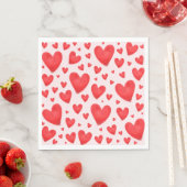 レトロなバレンタインハート ウェディング レッド ピンク スタンダードランチョンナプキン (インサイチュ)