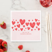 レトロなバレンタインハート ウェディング レッド ピンク スタンダードランチョンナプキン (インサイチュ)