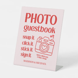 レトロなバレンタインハート ウェディング レッド ピンク 台座サイン