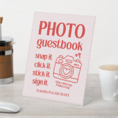 レトロなバレンタインハート ウェディング レッド ピンク 台座サイン (インサイチュ)