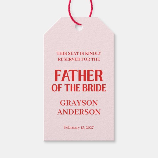 レトロなバレンタイン ブライダルシャワー 赤 ピンク ギフトタグ (正面)