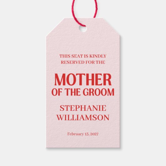 レトロなバレンタイン ブライダルシャワー 赤 ピンク ギフトタグ (正面)