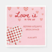 レトロなバレンタイン ラブ イズ イン ザ エア ブライダル シャワー スタンダードランチョンナプキン (正面)