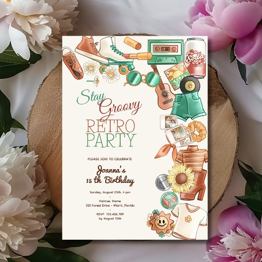 レトロなバースデーパーティを楽しもう 招待状