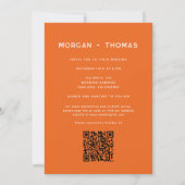 レトロなバーントオレンジのストライプ 70年代 80年代 QRコード ウェディング 招待状 (裏面)