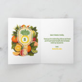 レトロなパイナップルのピックルボール ブライダルシャワーの写真 サンキューカード (内部)