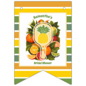 レトロなパイナップル ピックルボール ブライダルシャワー フォト バンティングフラッグ (第3の旗)