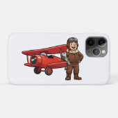 レトロなパイロットと赤い複葉機のキャラクターアート Case-Mate iPhoneケース (裏面(横))
