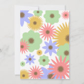 レトロなパステルカラーの花の誕生日パーティー招待状 招待状 (裏面)