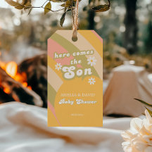 レトロなパステルストライプのグルービーな孫のベビーシャワー