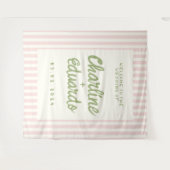 レトロなパステルストライプの結婚式 タペストリー (正面(横))