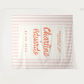 レトロなパステルストライプの結婚式 タペストリー (正面(横))