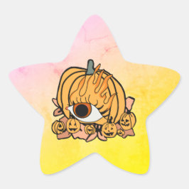 レトロなパンプキンの炎の目 星シール