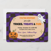 レトロなパンプキンハロウィン子供パーティー招待状 招待状 (正面)