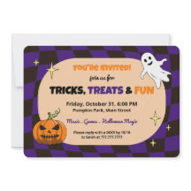 レトロなパンプキンハロウィン子供パーティー招待状