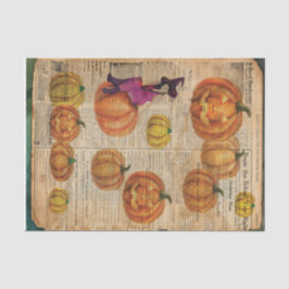 レトロなパンプキン ヴィンテージ ウィッチ ハロウィン デコパージュ 薄葉紙