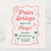 レトロなパームスプリングスの花嫁お披露目パーティー ワインラベル (シングルラベル)