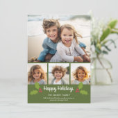 レトロなヒイラギのクリスマスコラージュ 4枚の写真 シーズンカード (スタンド正面)