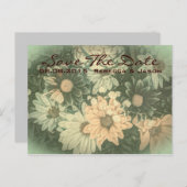 レトロなヒッピー・ボヘミアの夏結婚デイジー 案内ポストカード (正面/裏面)
