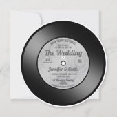 レトロなビニールレコードの結婚式の事前お知らせ 招待状 (正面)
