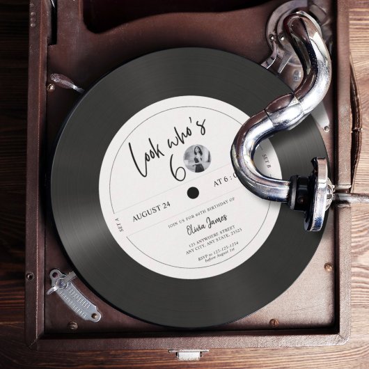 レトロなビニールレコード風 見て！60歳の誕生日 招待状