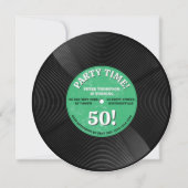 レトロなビニールレコード 音楽の節目 誕生日フォト  招待状 (正面)