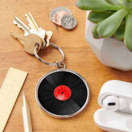 レトロなビニールレコード 音楽好き ラウンドキーチェーン キーホルダー