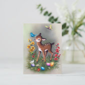 レトロなビンテージのイースターの鹿のホリデー ポストカード (スタンド正面)