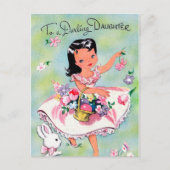 レトロなビンテージのイースター娘のホリデーポストカード シーズンポストカード (正面)