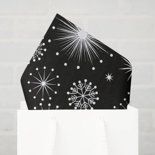 レトロなビンテージのクリスマスの星と雪の結晶 薄葉紙 (ギフトバッグ)