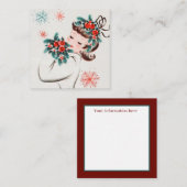 レトロなビンテージのクリスマスレディー スクエア名刺 (正面/裏面)